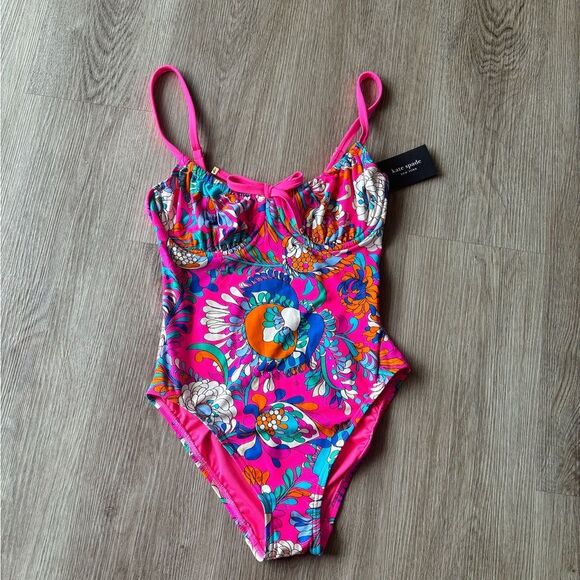 Kate Spade Cinch Front Underwire One Piece Swimsuit - Picture 10 of 12